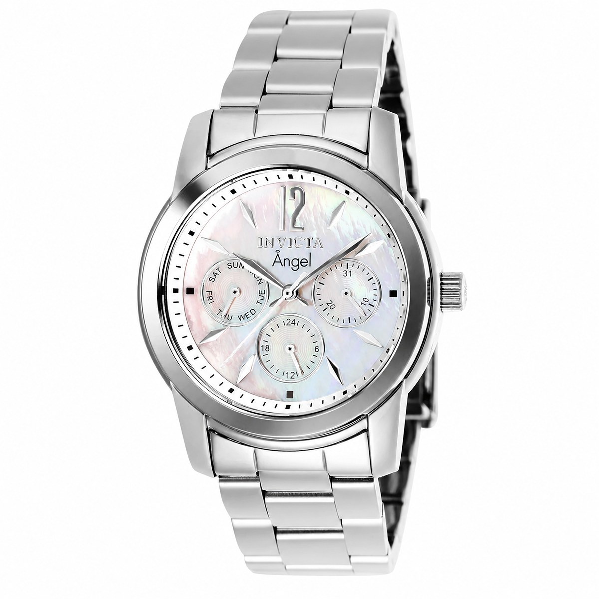 Invicta Angel White Strap Mother-of-Pearl Dial Crystal 