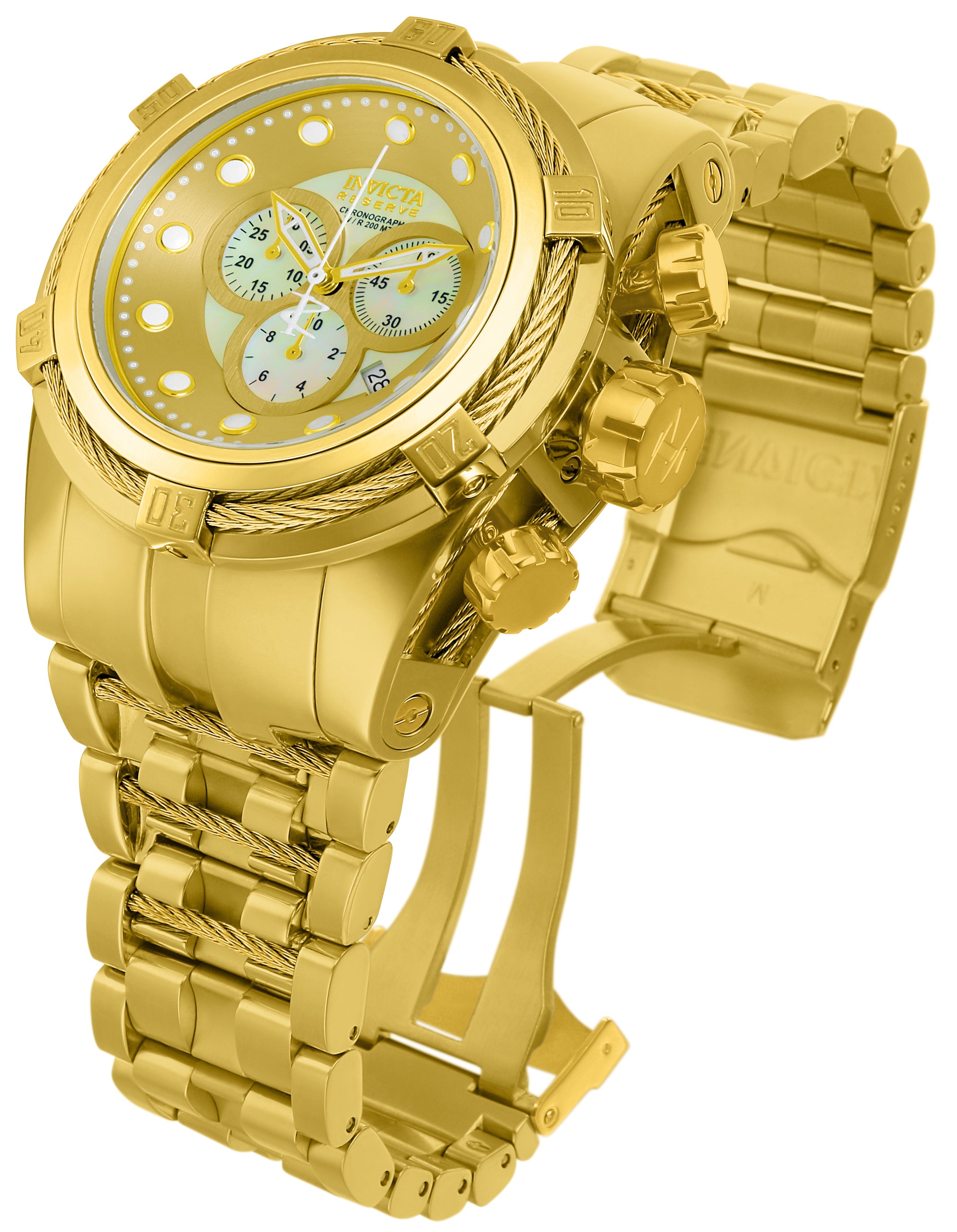 Invicta Reserve Bolt Zeus Swiss Ronda Z60 Caliber Men's Watch w/ Mother of Pearl Dial - 53mm, Gold (12738)