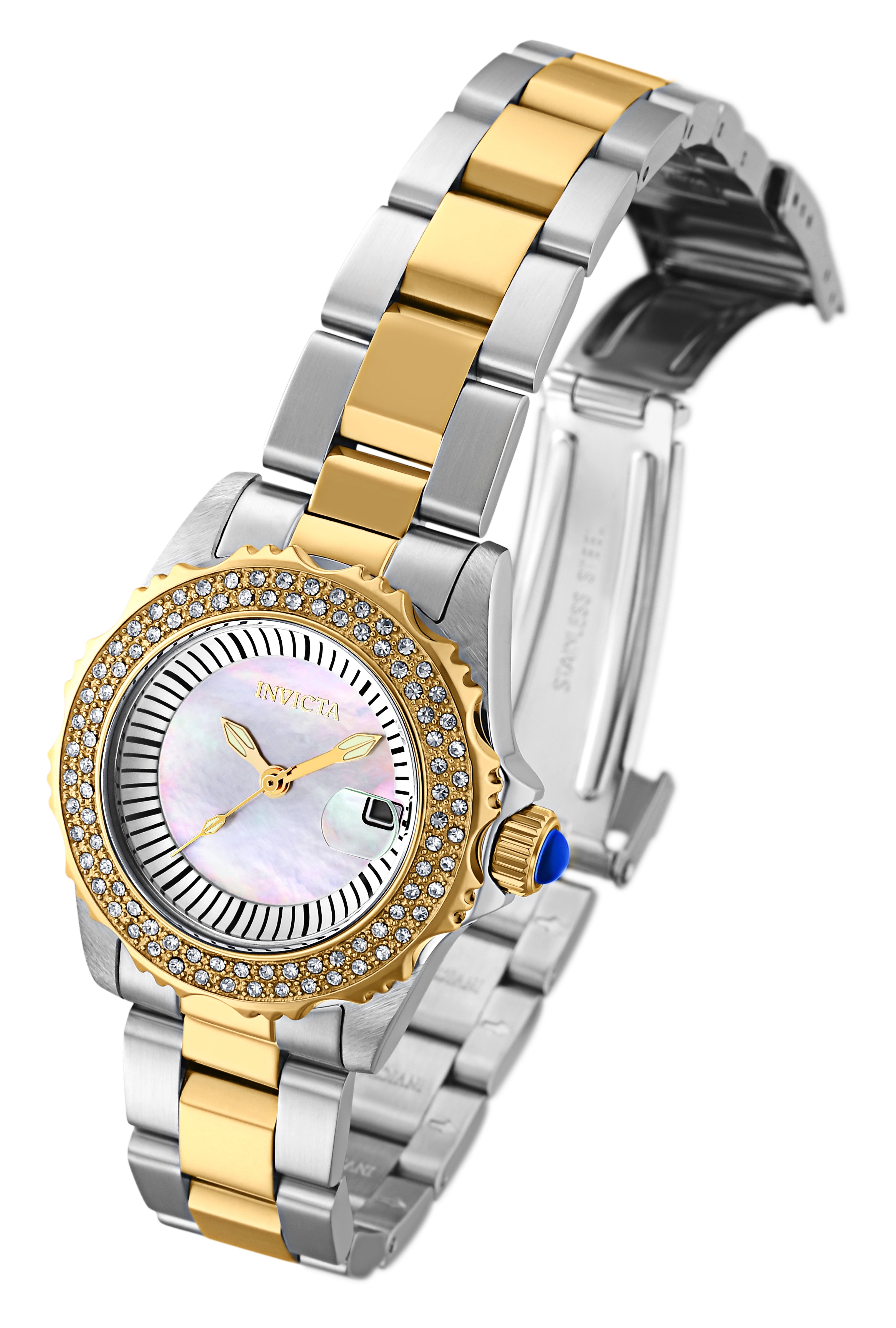 Invicta Angel Swiss Ronda 585 Caliber Women's Watch w/ Mother of Pearl Dial - 30mm, Steel, Gold (28443)
