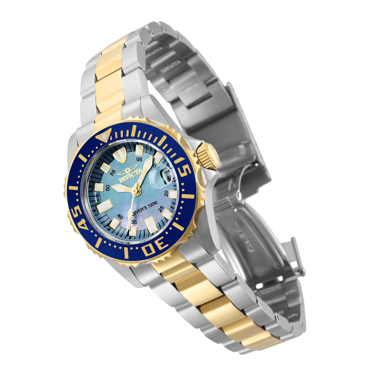 Invicta Pro Diver Swiss Ronda 585 Caliber Women's Watch w/ Mother of Pearl Dial - 30mm, Steel, Gold (2961)