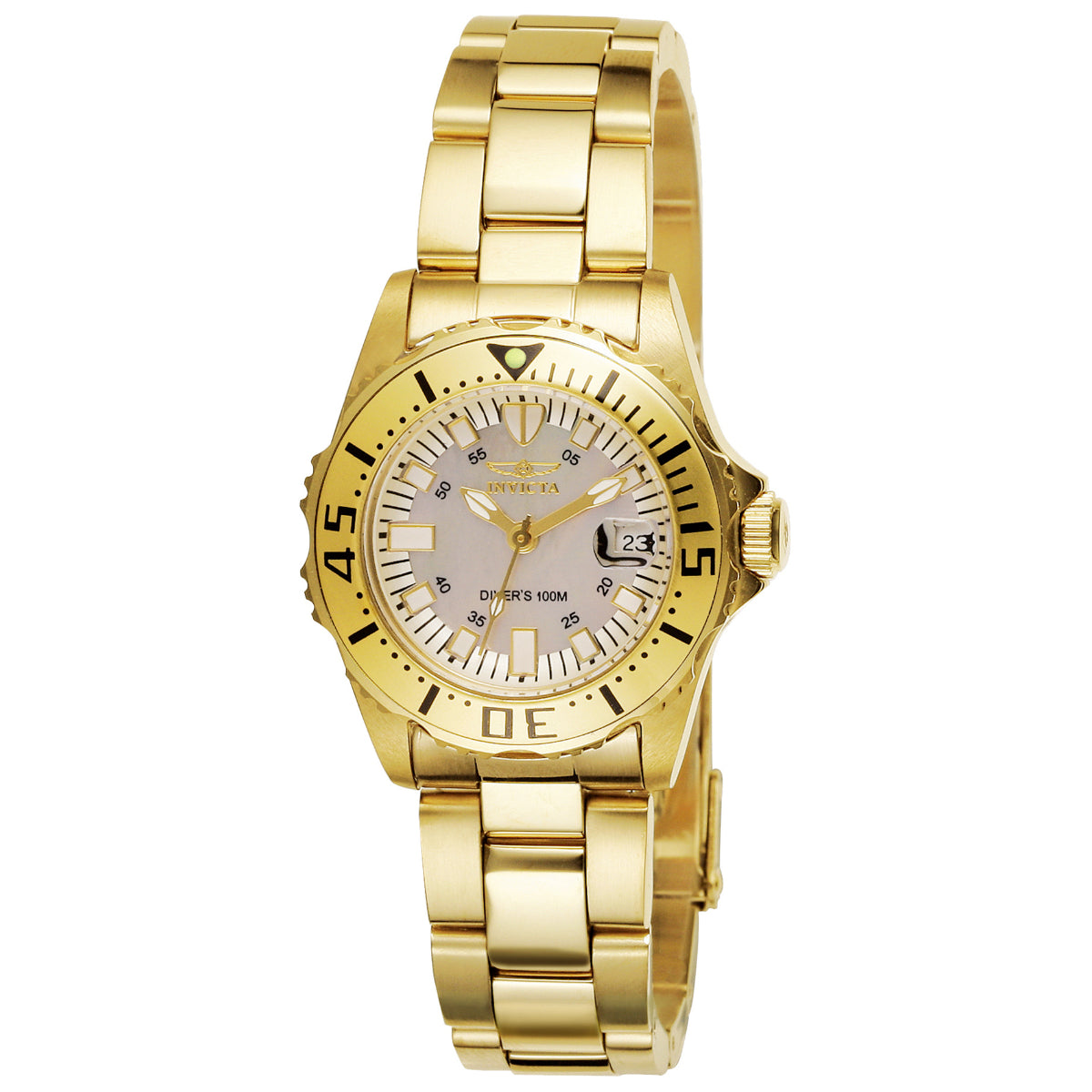 Invicta Pro Diver Swiss Ronda 585 Caliber Womens Watch Mother of Pearl Dial 6895 INVICTA Watch 6895 Stainless Steel Quartz Female Gold  main image 3