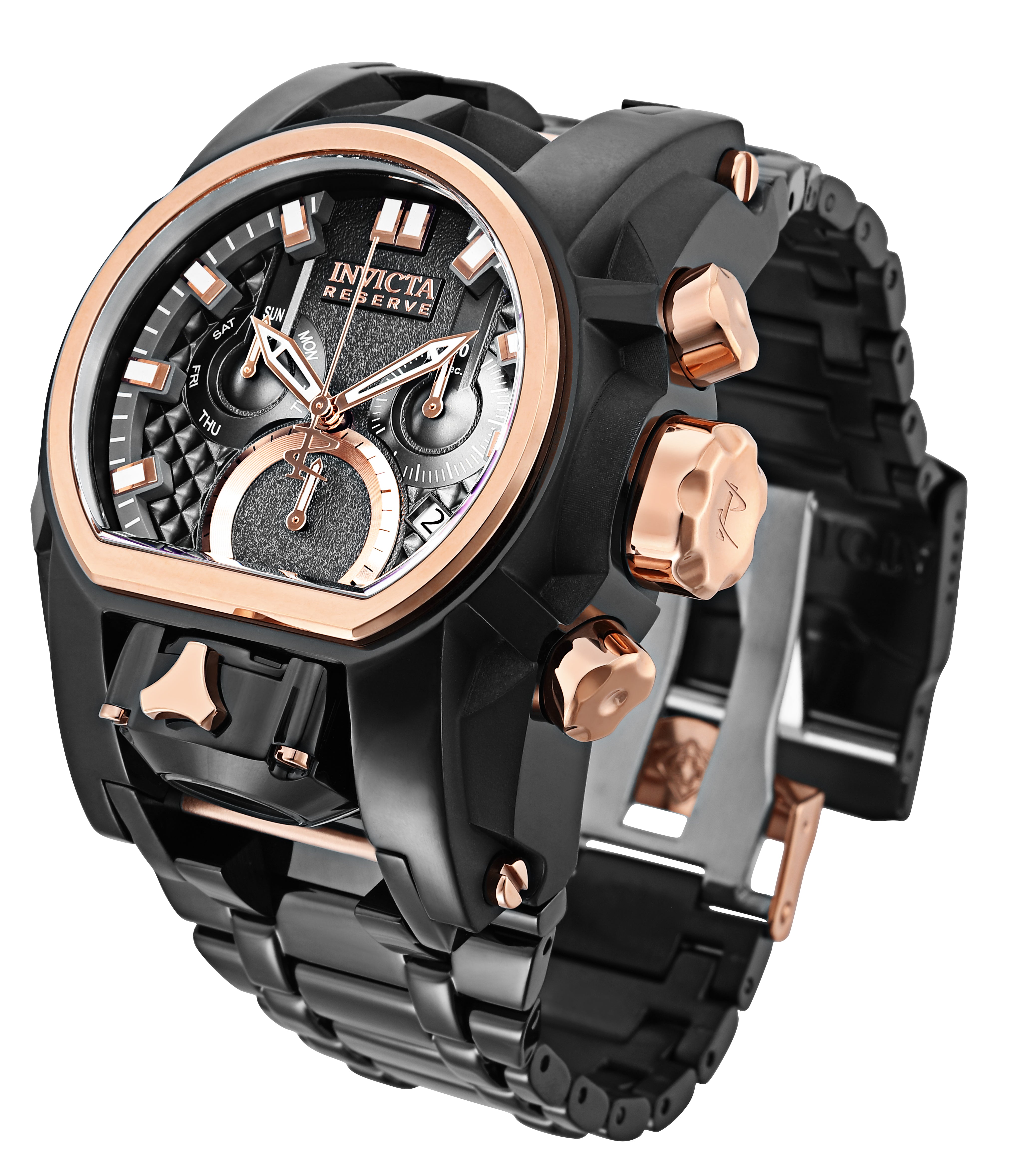 Invicta Reserve Bolt Zeus Magnum Swiss Ronda Z60 Caliber Men's Watch - 52mm, Rose Gold, Black (33314)