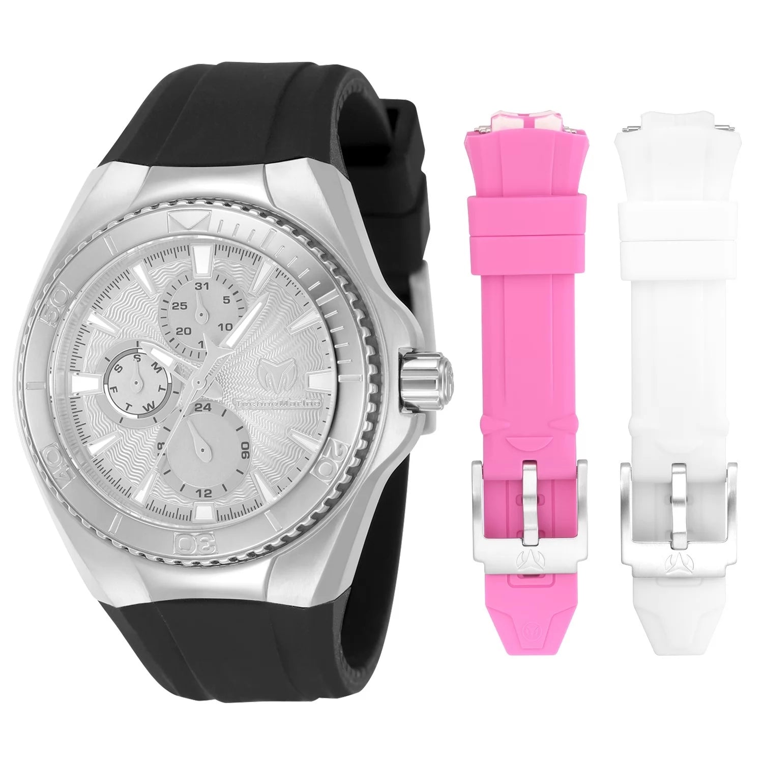 TechnoMarine Cruise California Unisex Watch - 40.57mm, Black, White, Red with Interchangeable Strap (ZG-TM-124020)