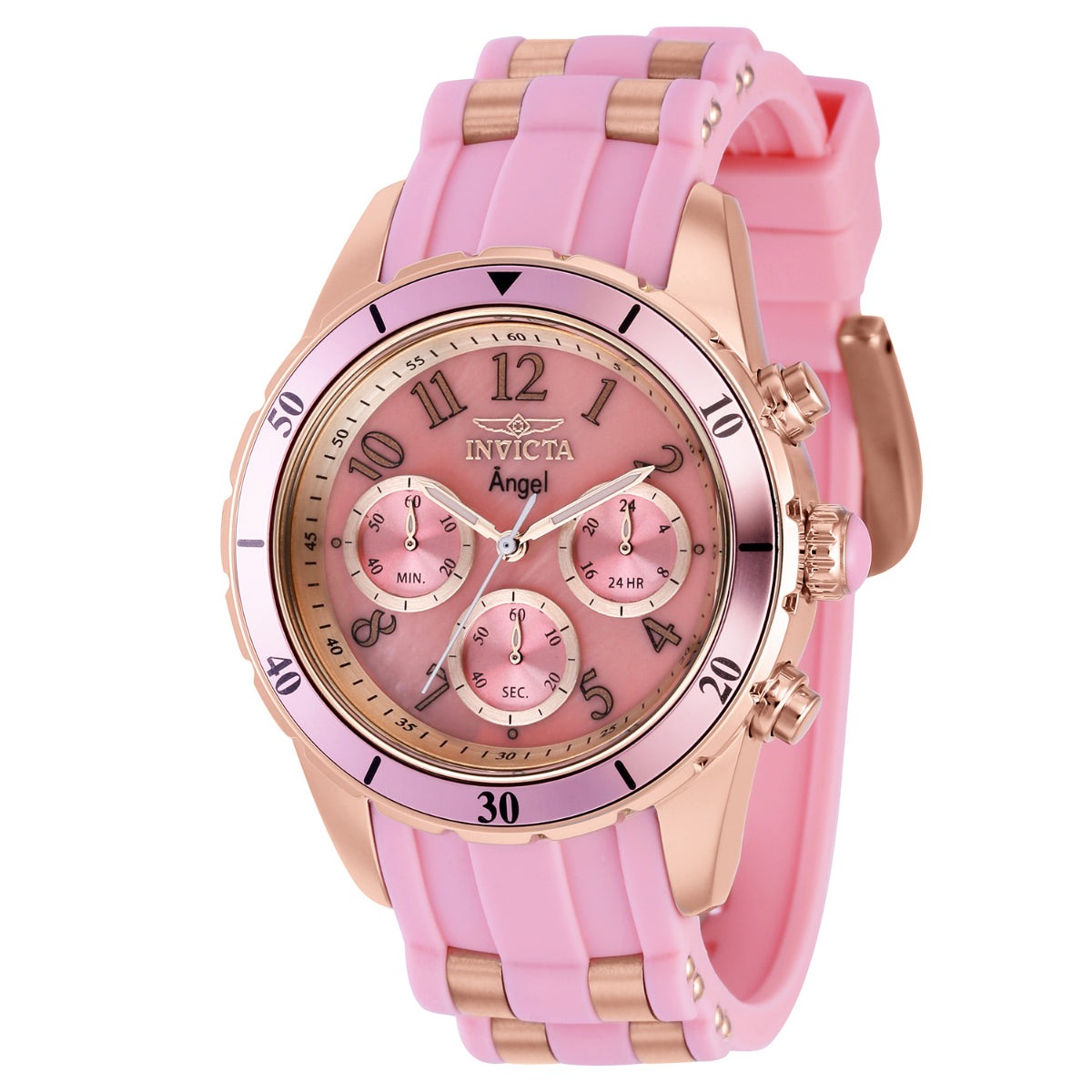 Invicta Angel Watch Women’s Silicone Chronograph 30M Quartz Pink & Silver 0706 Invicta Angel Women main image 2