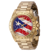 Invicta Speedway Puerto Rico Flag Men's Watch w/ Mother of Pearl Dial - 40mm, Gold (46112)