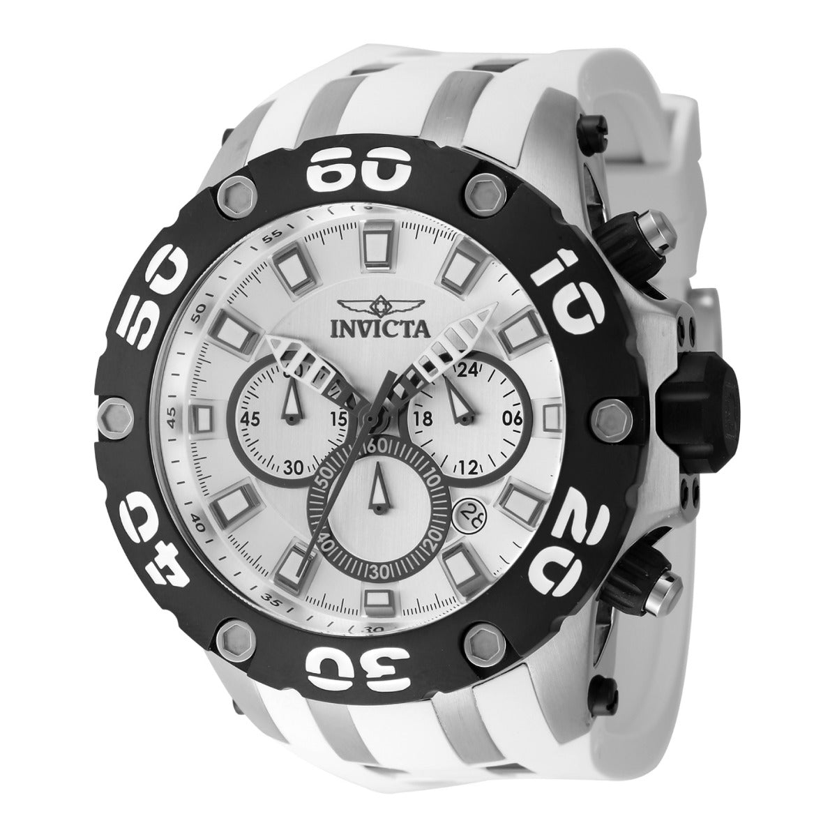 Invicta Silver Dial Watch with White Strap and Stainless Bezel Invicta-Men-s-Pro-Diver-44mm-  main image 4