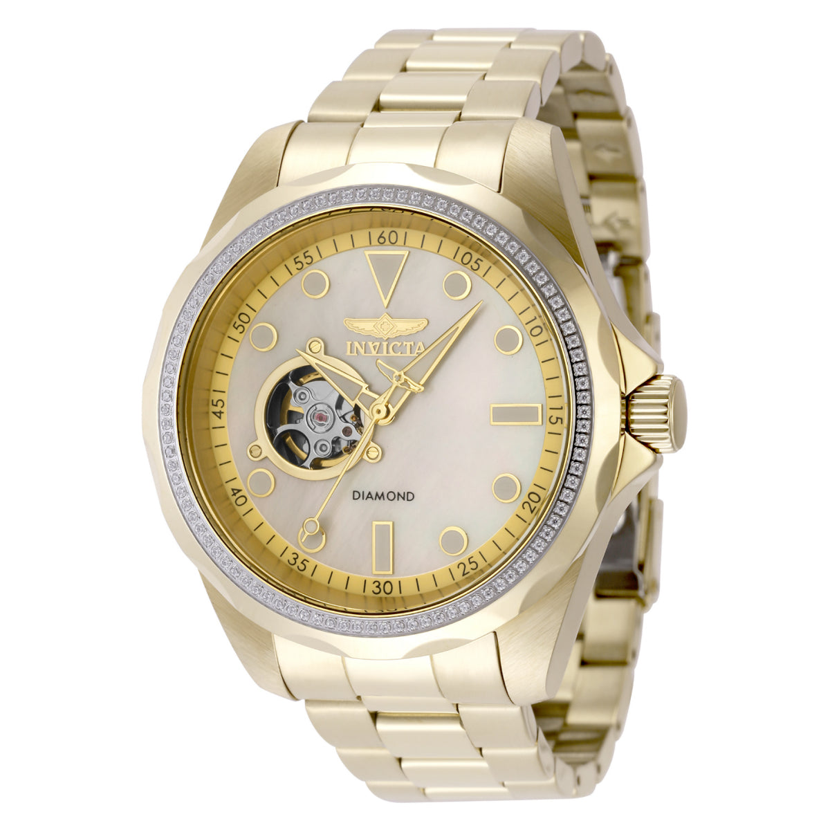 Invicta Elite Diamond 0.44 Carat Diamond Automatic Men's Watch w/ Mother of Pearl Dial - 47mm, Gold (48774)
