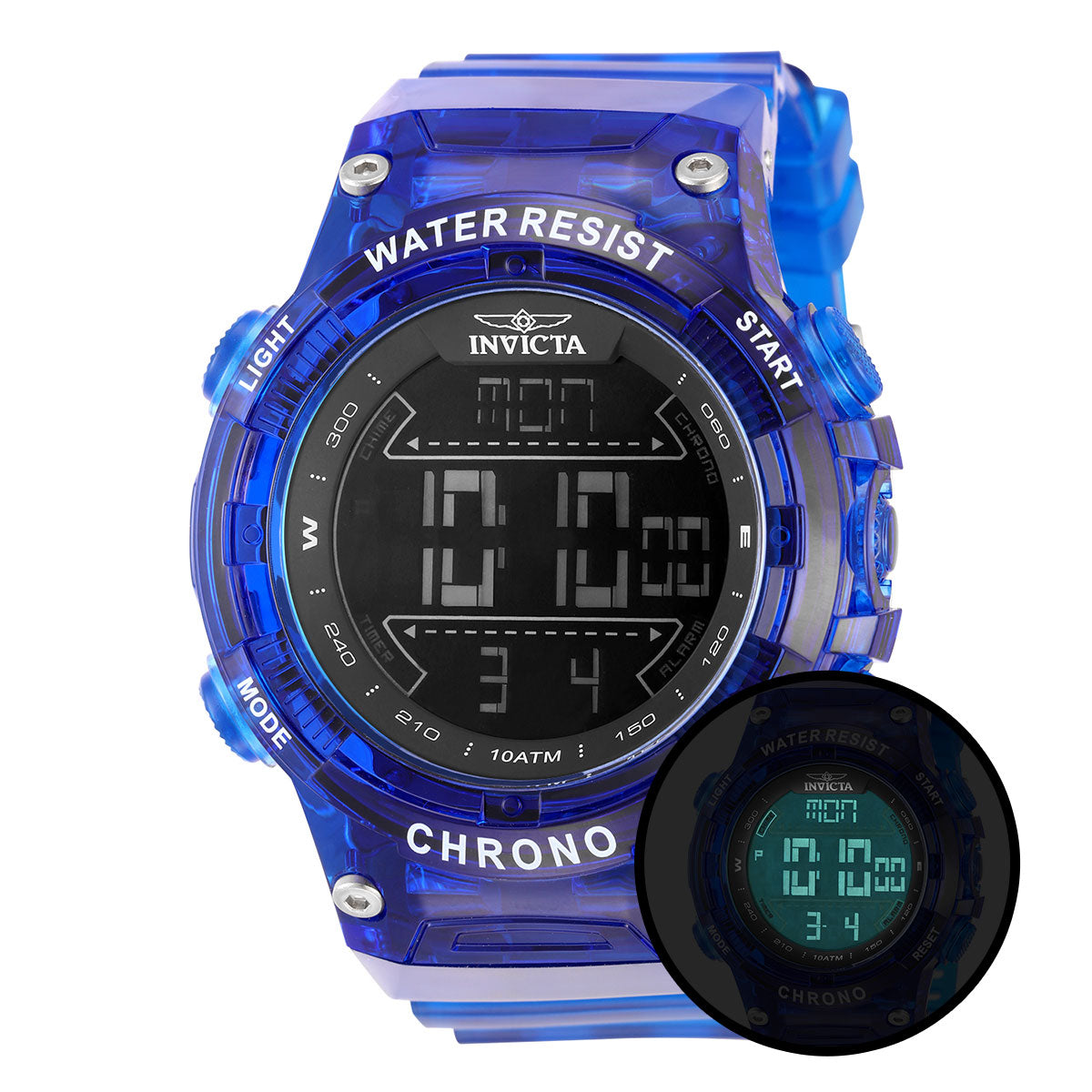 Invicta Racing Burnout Digital Men's Watch - 52mm. Transparent, Blue (49048)
