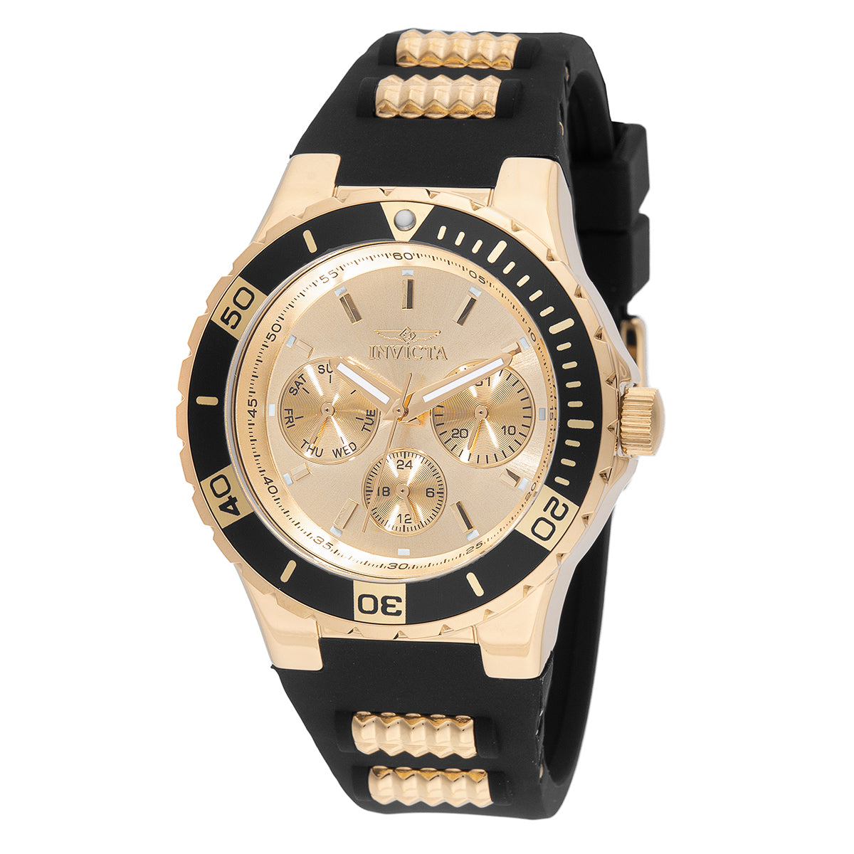 Invicta Aviator Unisex Watch - 38mm, Black, Gold (ZG-49892)