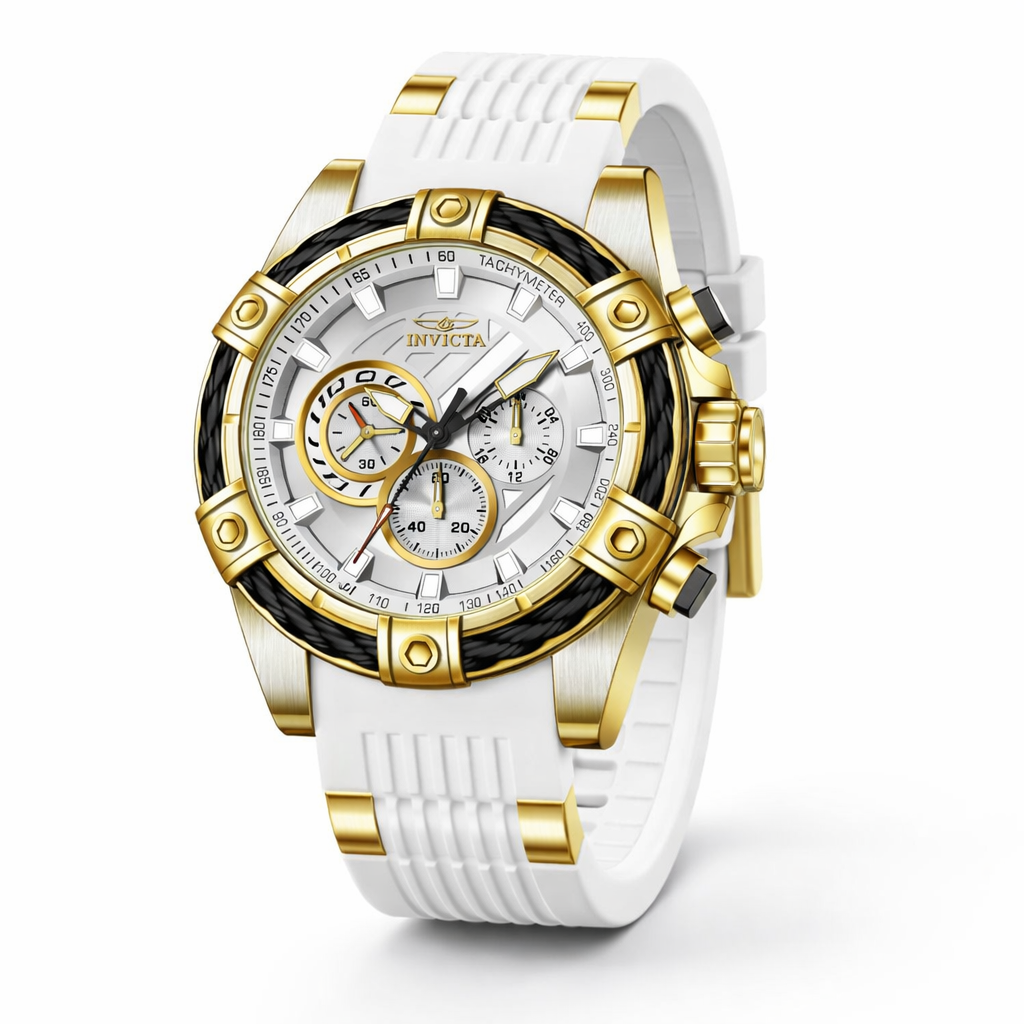 Open Box Invicta Bolt Men's Watch - 52mm, Gold,White (AIC-50602)