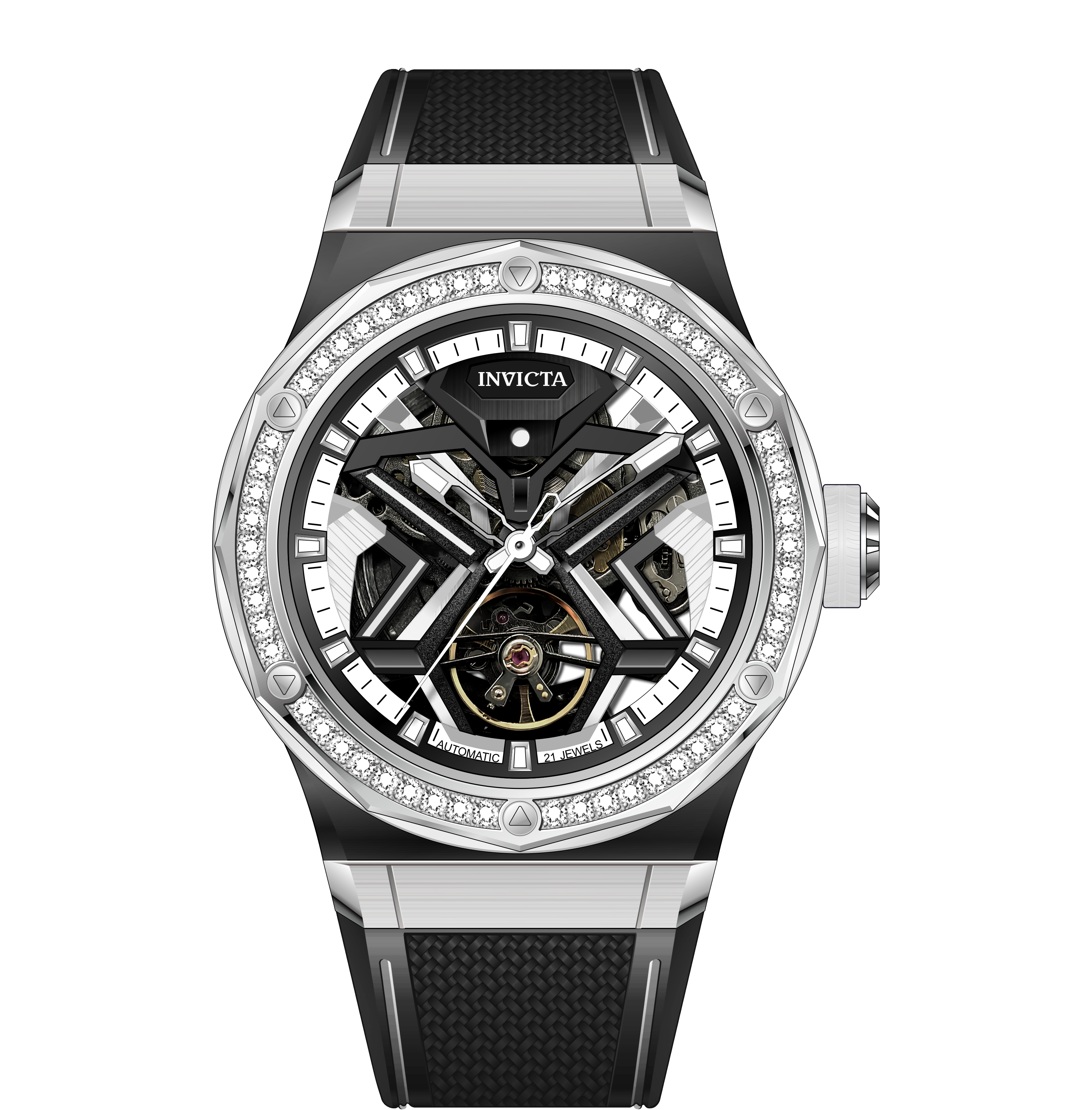 Invicta Objet D Art 1.44 Carat Diamond Automatic Men's Watch - 45mm, Black with Interchangeable Strap (70139)