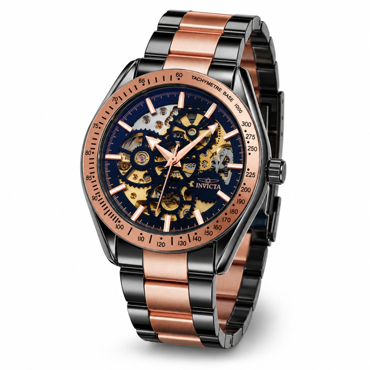 Invicta Objet D Art Excelsior Automatic Men's Watch w/ Skeleton Dial - 43mm, Black, Rose Gold (69598)