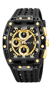 Invicta S1 Rally Men 42mm Black Tone Case Black+Gold Metal Dial Black Band SD-001 Quartz