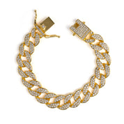Invicta Elements Men's Iced out Cuban Chain Bracelet, Gold (80832)