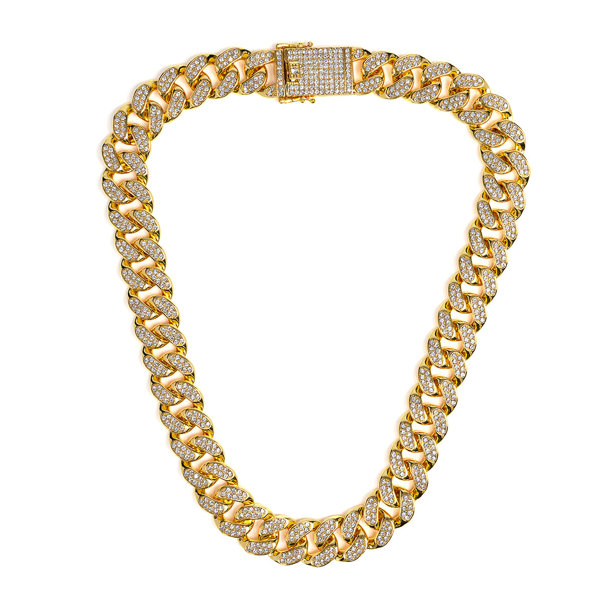 Invicta Elements Men's Iced out Cuban Chain Necklace, Gold (80842)