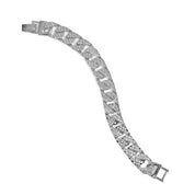 Invicta Elements Men's Iced out Cuban Chain Bracelet, Silver (80859)