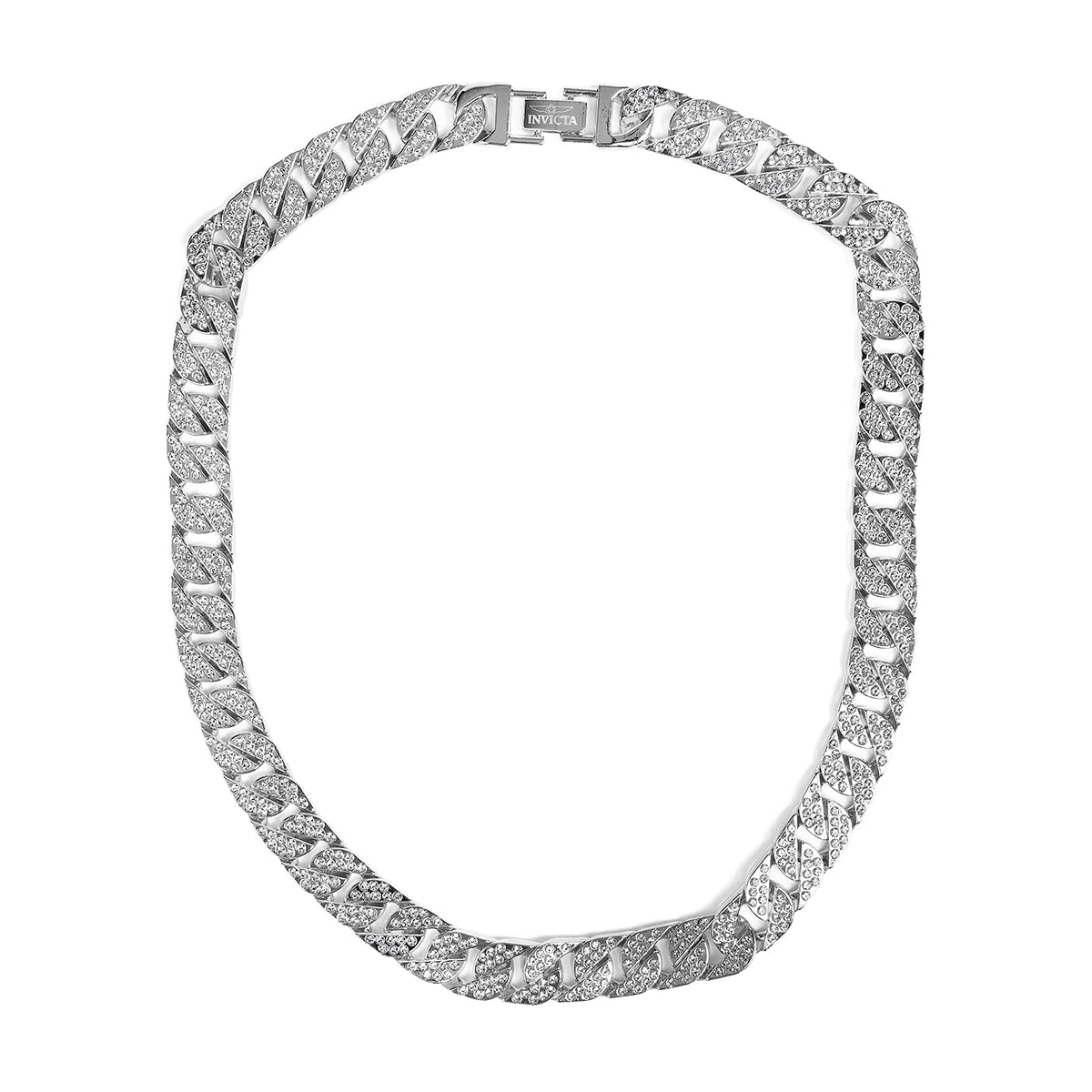Invicta Elements Men's Iced out Cuban Chain Necklace. Silver (80861)
