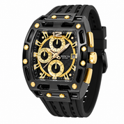 Invicta S1 Rally Men 42mm Black Tone Case Black+Gold Metal Dial Black Band SD-001 Quartz