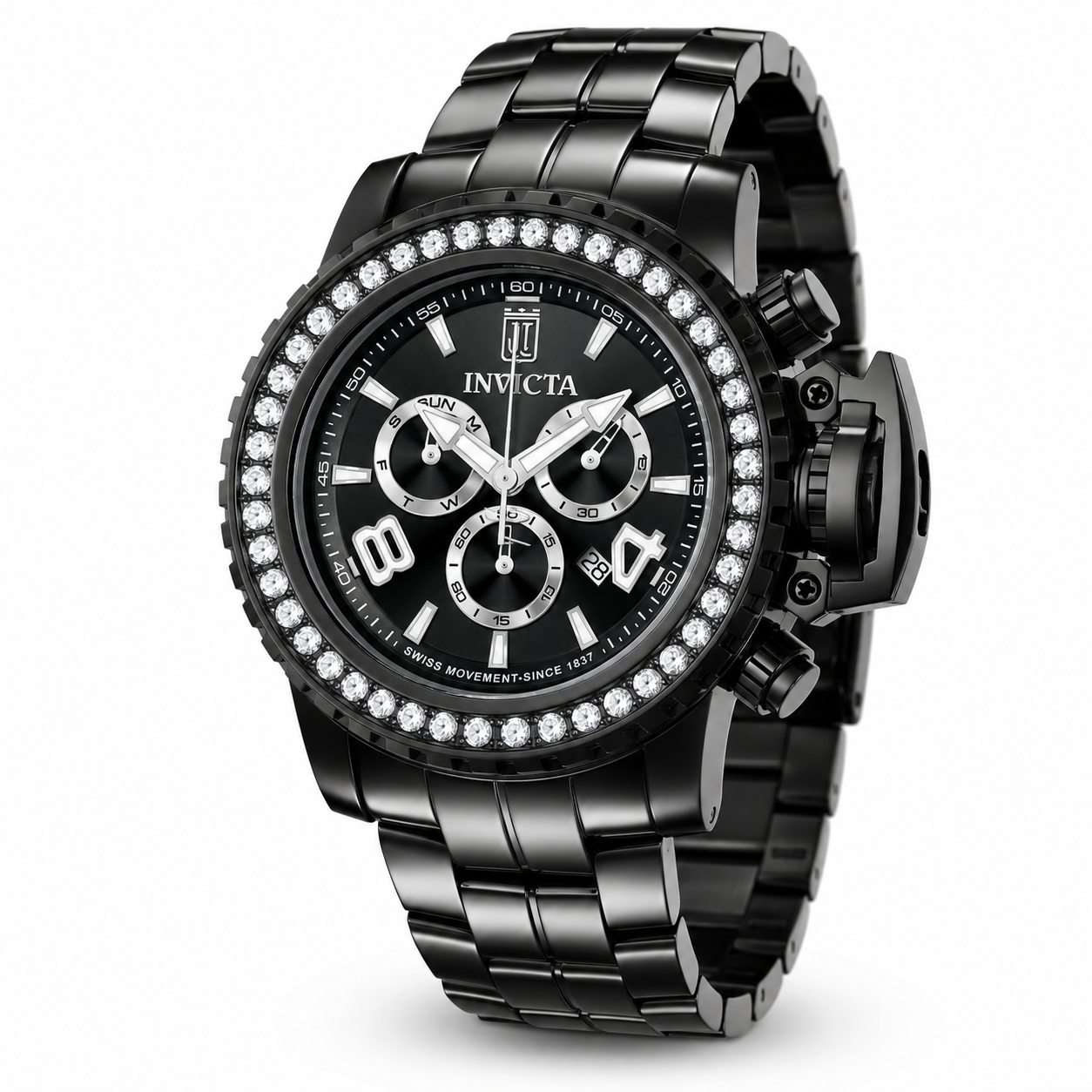 Invicta JT 4.5 CT Certified LG Diamond Swiss Ronda Z60 Caliber Men's Watch - 58mm, Black (51324)