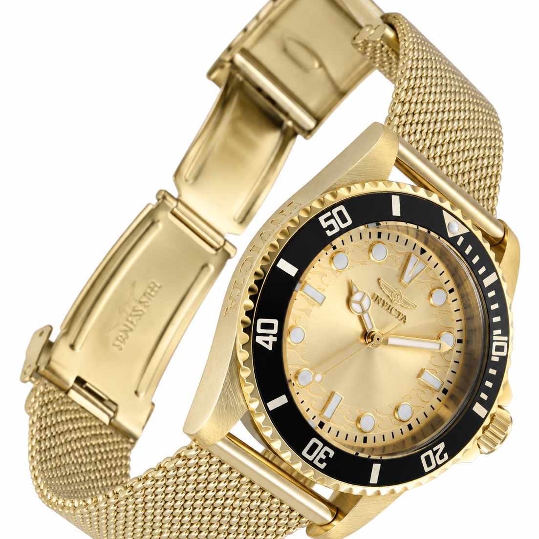 GoldInvictaWatchonMeshBracelet.png
