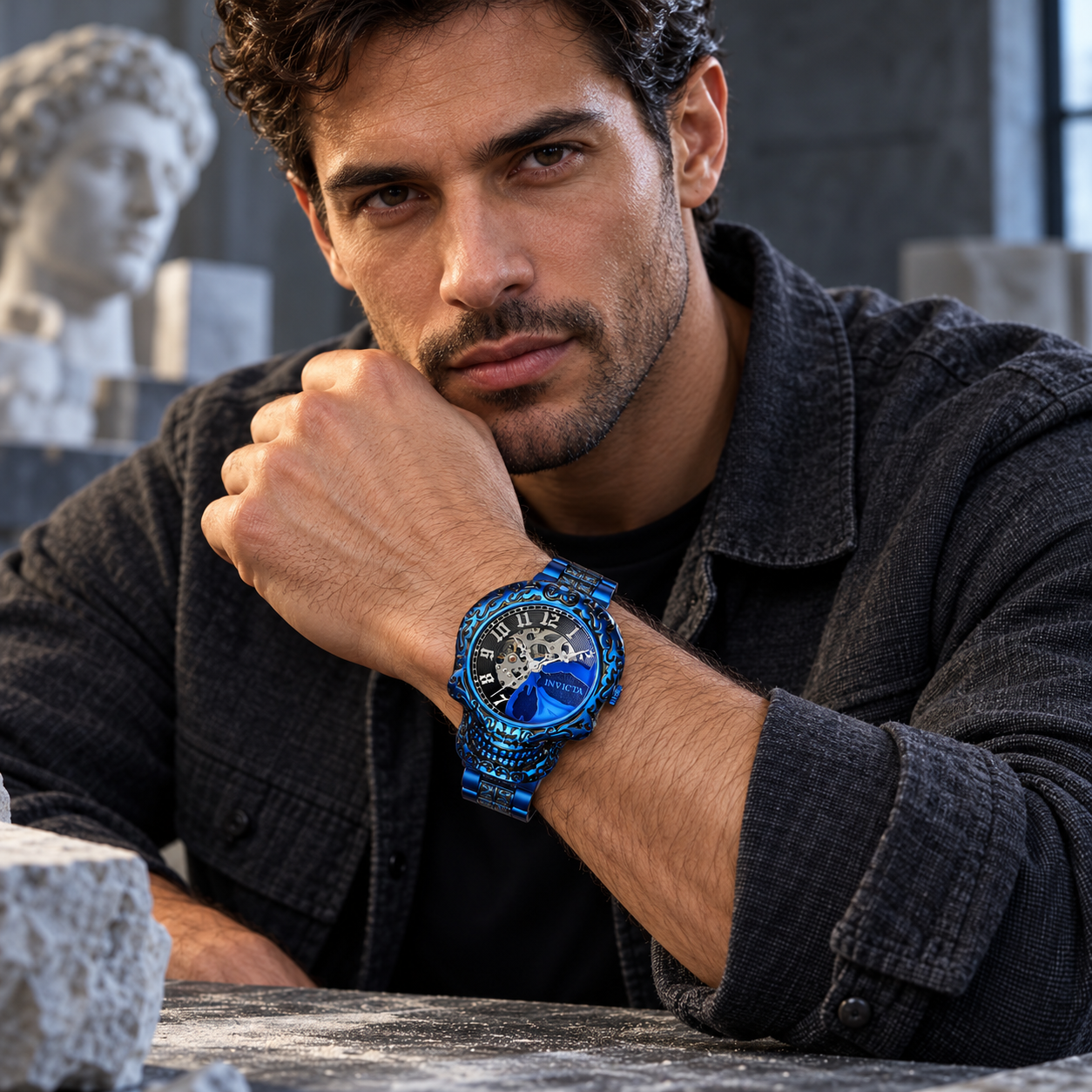Invicta Artist Grimoire Quartz Men's Watch - 50.5mm, Black, Blue (33968)