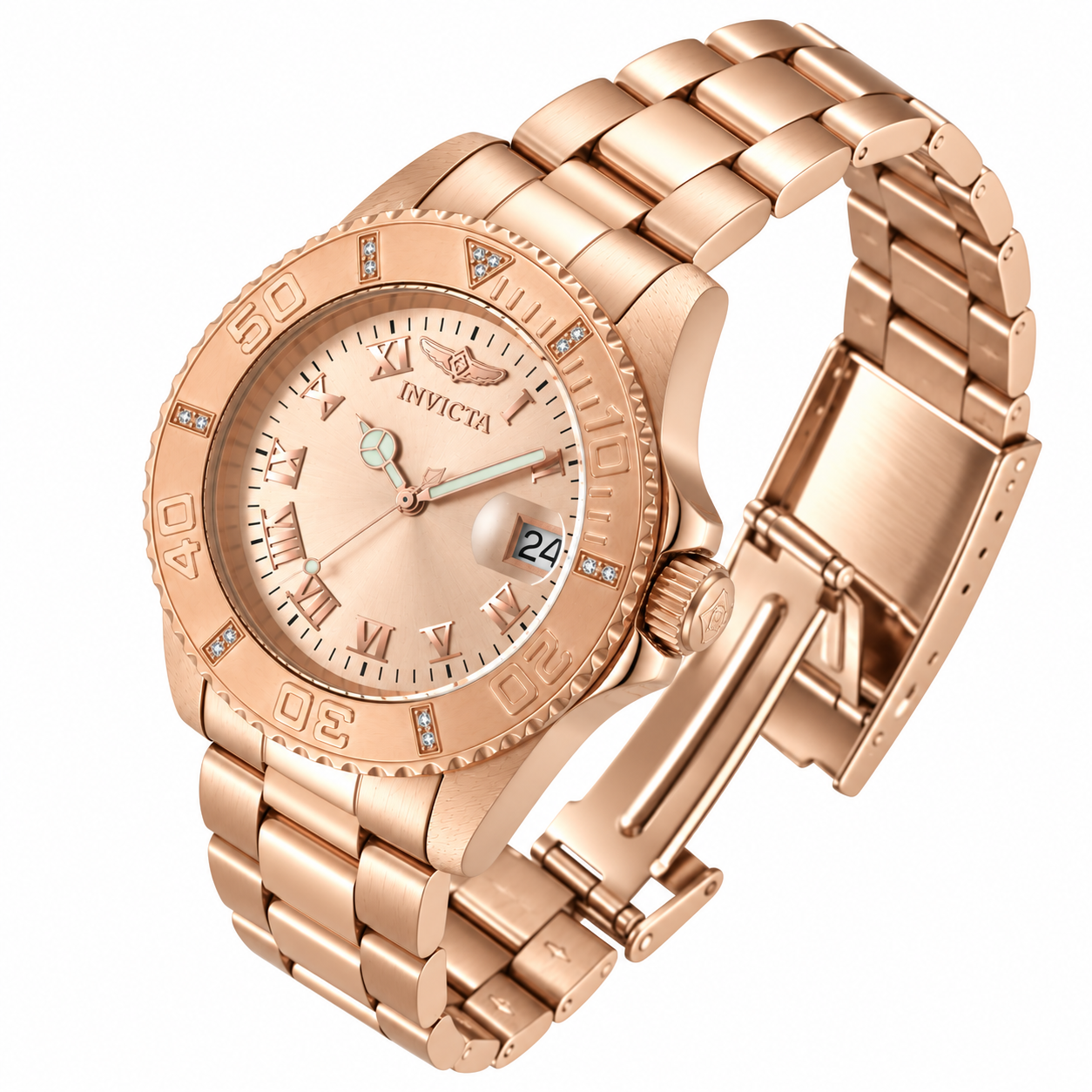 Invicta Pro Diver Crestlink 0.06 Carat Diamond Men's Watch - 40mm, Rose Gold (12821)
