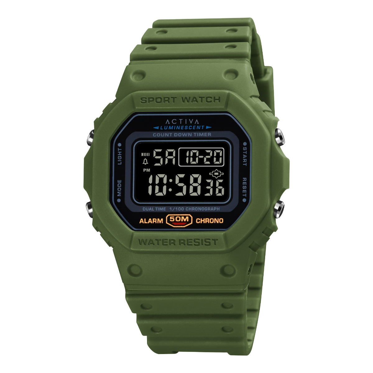 Activa Retro X Invicta Men's Digital Watch - 49mm, Army Green (ACW1628-001)