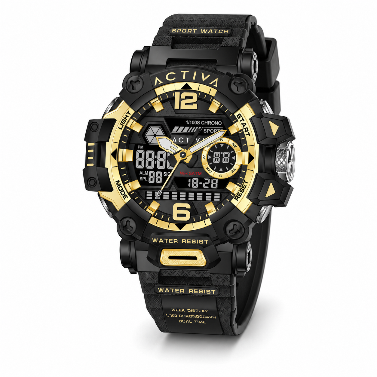 Activa By Invicta Mens Gold Diver Style Watch New Battery Activa DIGITAL ESSENTIALS Men main image 4