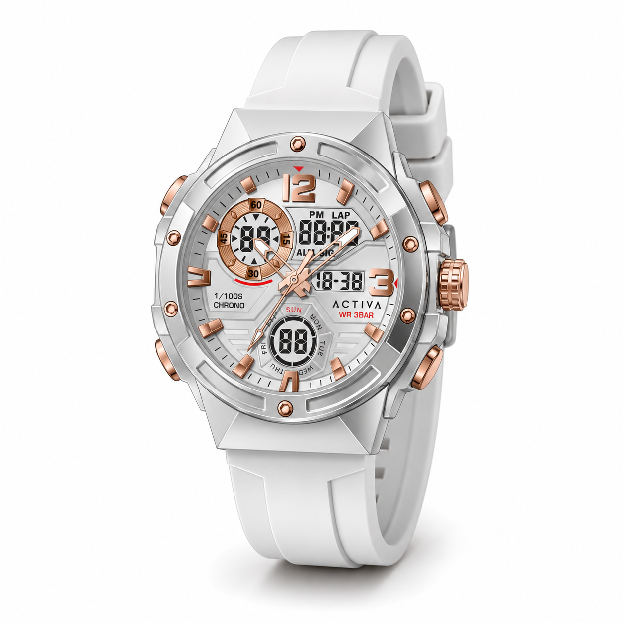 Mew authentic Activa X Invicta Digital Unisex Watch - 50mm, White Activa Men main image 3