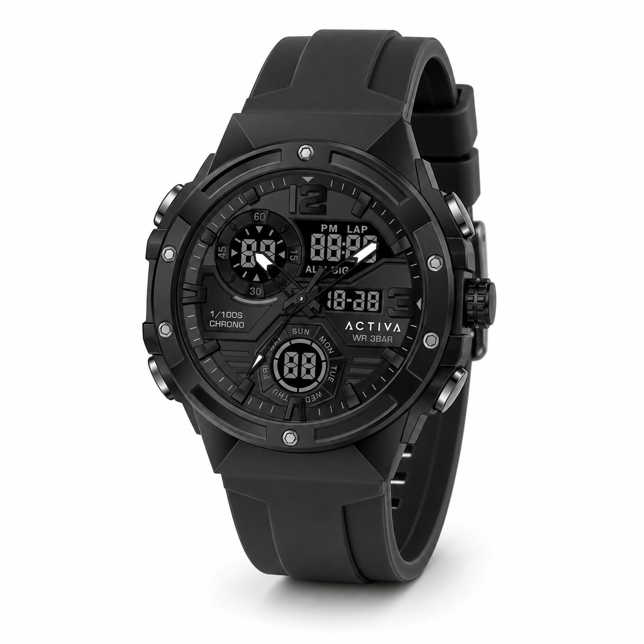 Open Box Activa X Invicta Digital Essentials Men's Watch - 51mm, Black (AIC-ACW8118-003)