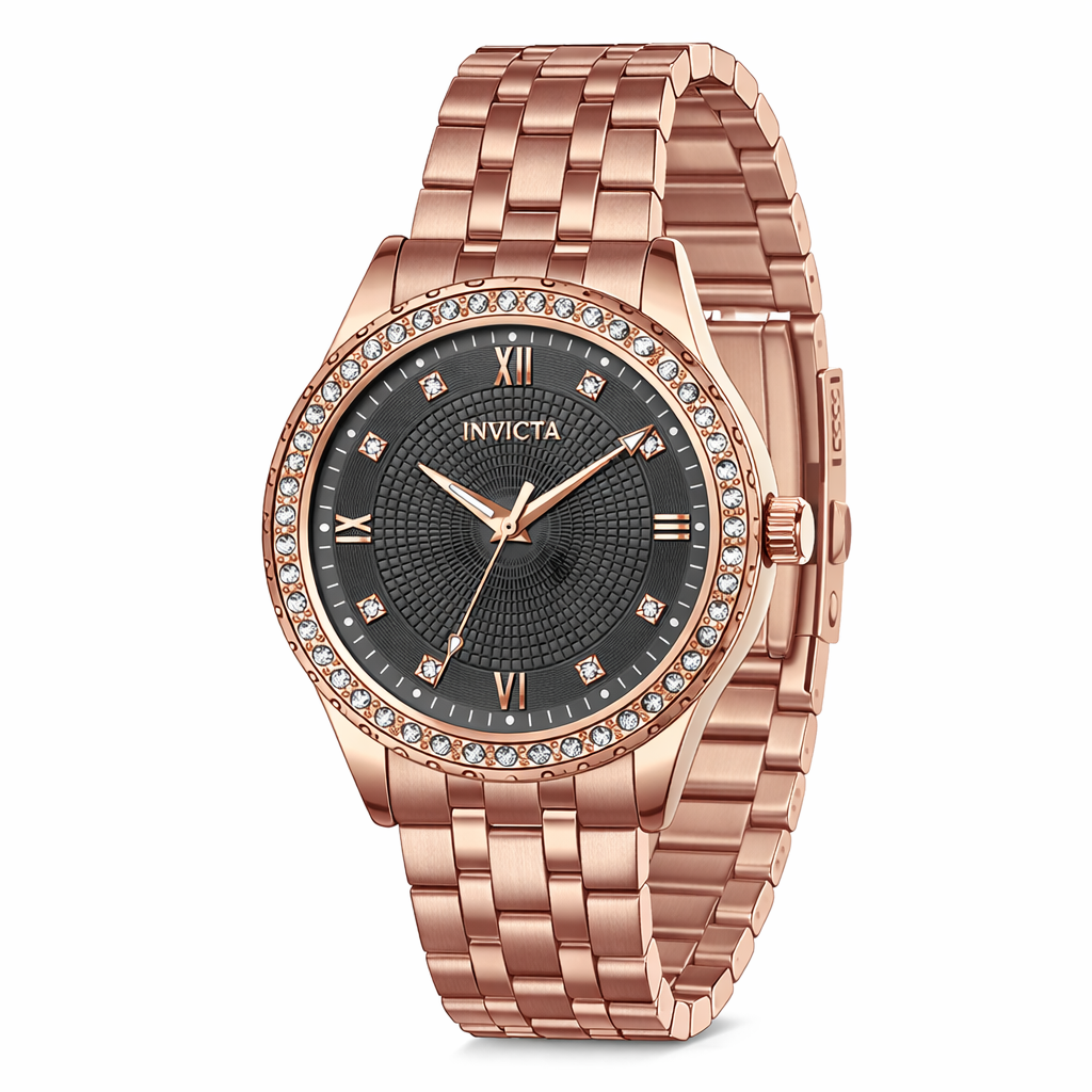 Working Invicta Rose Gold Swiss Sapphire coated Mop Dial 22mm Fit 8in Big Wrist Invicta Womens Swiss Movement Watch w/Pink MOP Dial  main image 3
