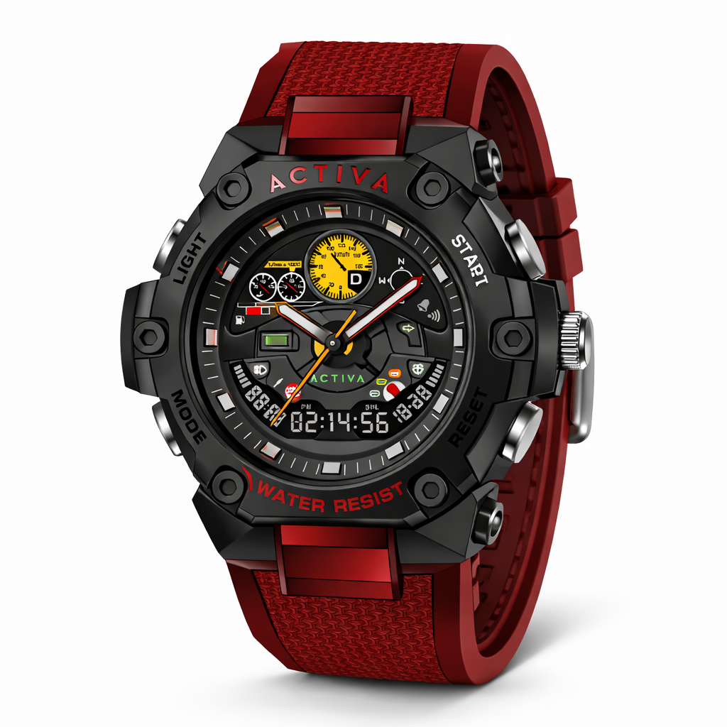 Activa X Invicta Digital Men's Watch - 55mm. Red (ACW8092-003)