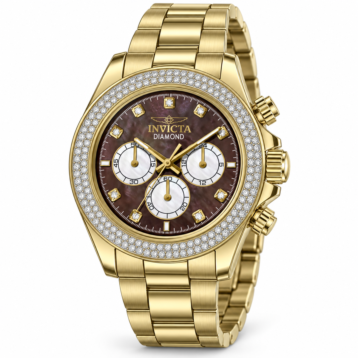 Invicta Elite Diamond Men's Watch w/ Mother of Pearl Dial - 44mm, Gold with Interchangeable Strap (51122)