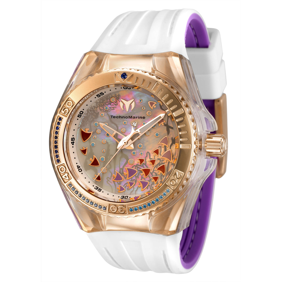 TechnoMarine Cruise Dream Women's Watch w/ Mother of Pearl Dial - 40mm, White, Purple (TM-119021)
