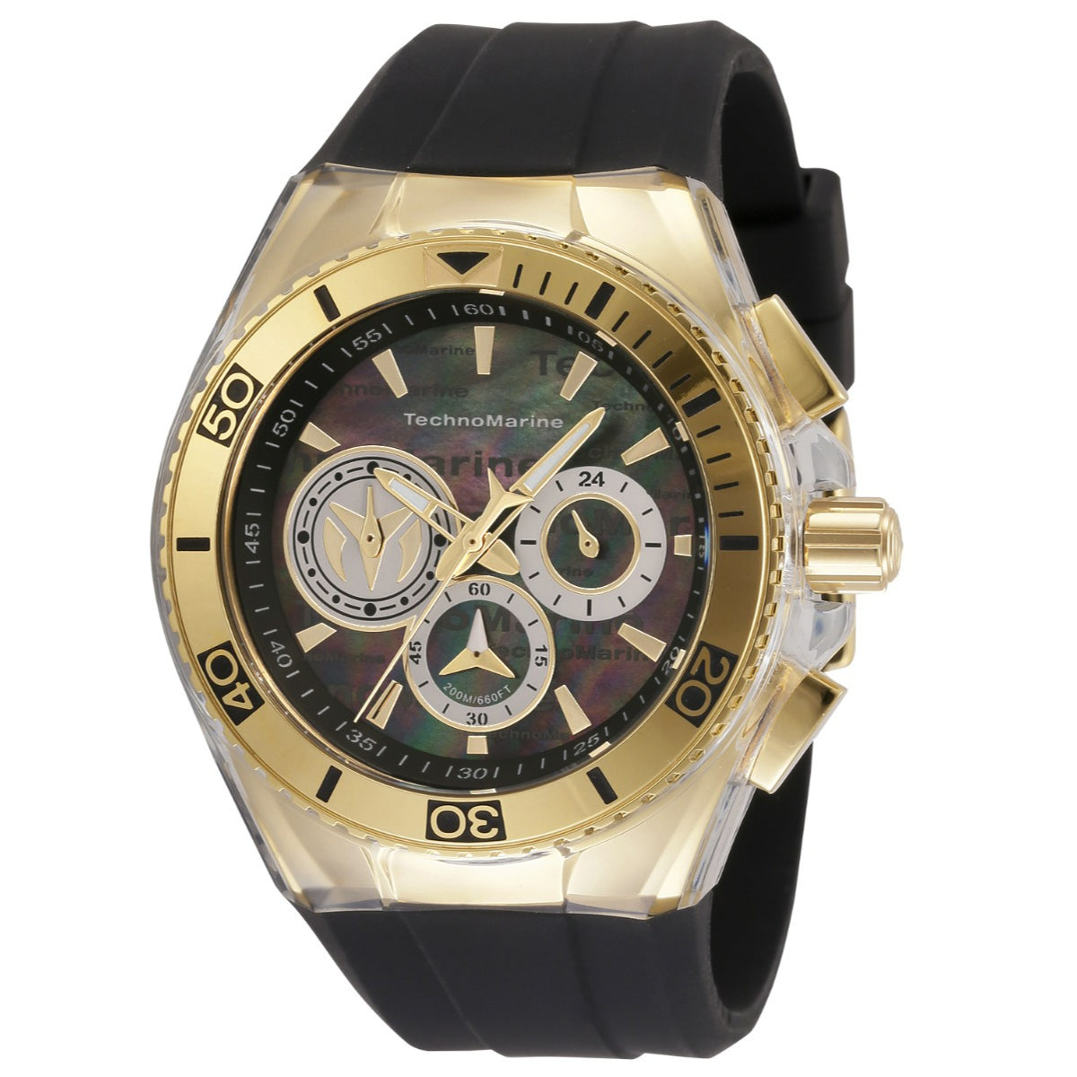 TechnoMarine Cruise California Men's Watch w/ Mother of Pearl Dial - 46.65mm, Black (TM-120025)