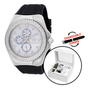 TechnoMarine Cruise California 0.5 Carat Diamond Men's Watch w/ Mother of Pearl Dial - 45mm, Black, White, Green with Interchangeable Strap (TM-124024)