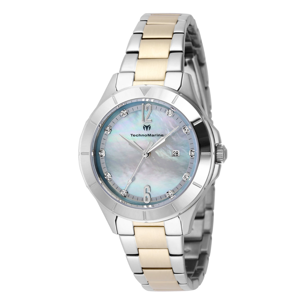 Open Box TechnoMarine Luna Luna Tides Women's Watch w/ Mother of Pearl Dial - 33mm. Gold. Steel (AIC-TM-825002)