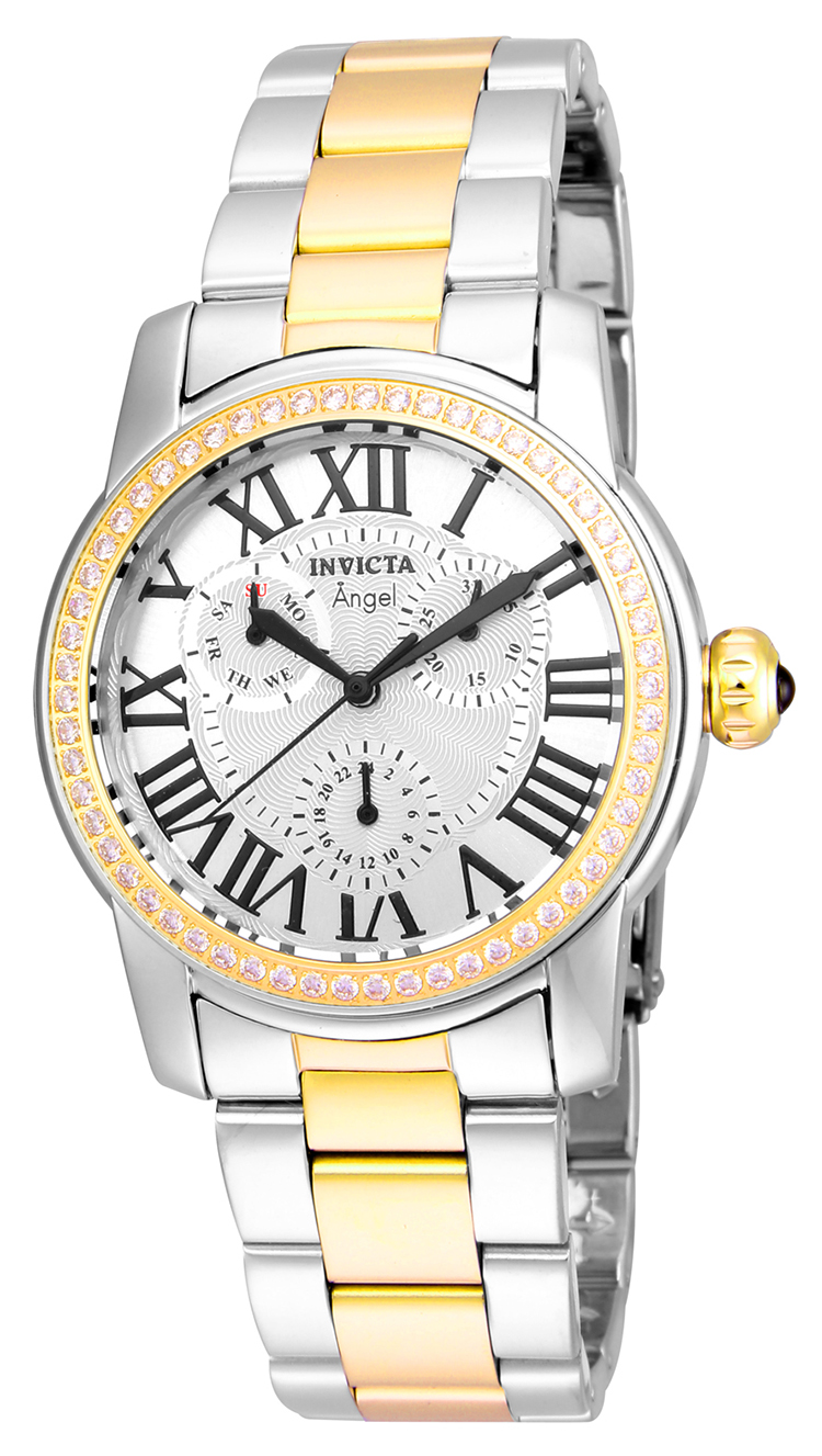 Invicta Angel Women%27s Quartz Stainless Steel, Gold Case, Silver Dial - 21707