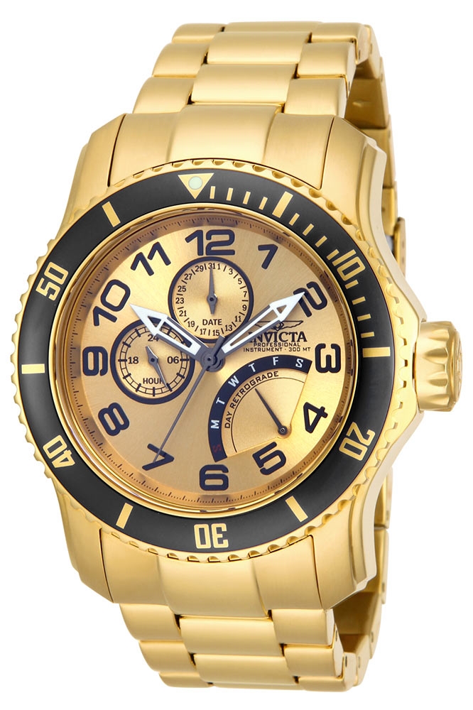 Invicta Pro Diver Quartz Watch - Gold case with Gold tone Stainless Steel band - Model 15343