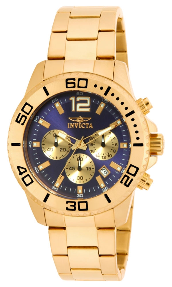 Invicta Pro Diver Quartz Watch - Gold case with Gold tone Stainless Steel band - Model 17402