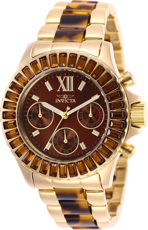 Invicta Angel Womens Swiss Movement Quartz Watch - Gold case with Gold tone Stainless Steel band - Model 17494