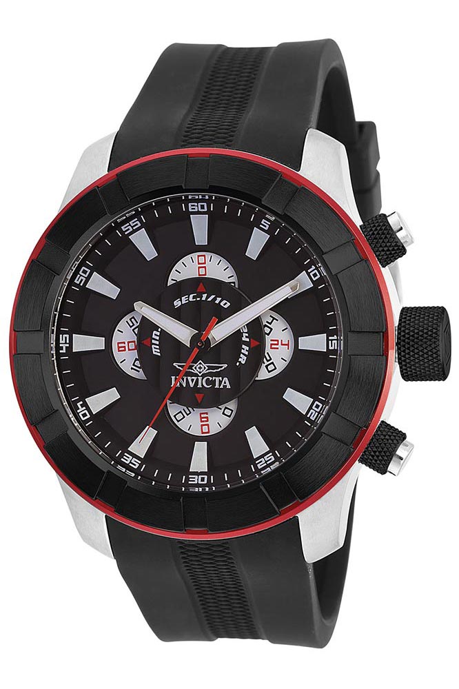 Invicta S1 Rally Quartz Watch - Black, Stainless Steel case with Black tone Silicone band - Model 18610