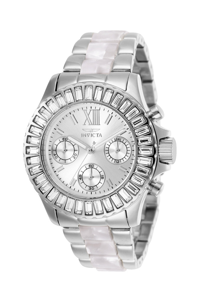 Invicta Angel Swiss Movement Quartz Watch - Stainless Steel case with Steel, White tone Plastic, Metal band - Model 18867