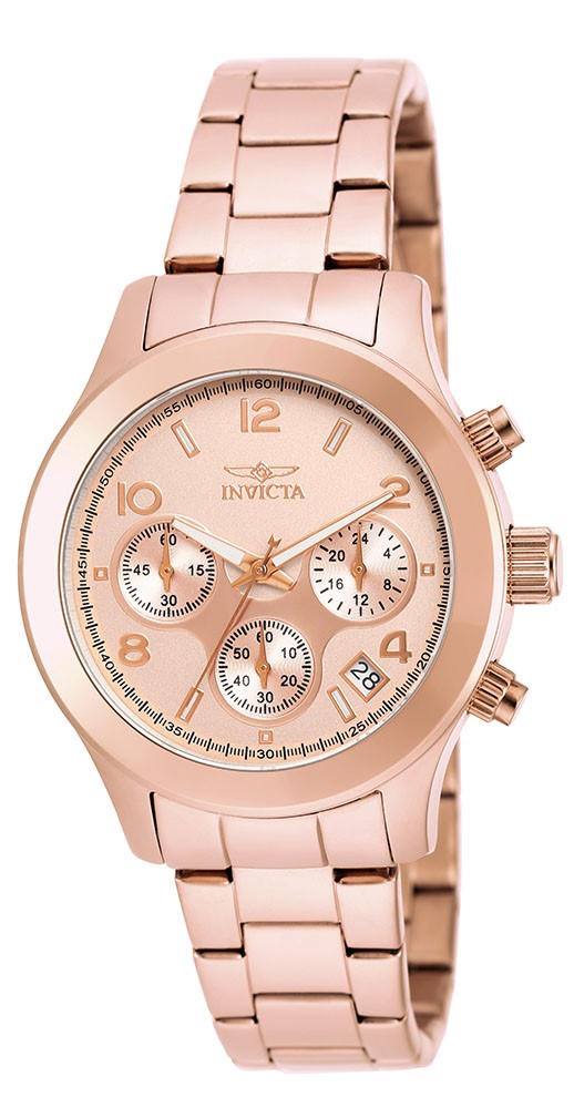 Invicta Angel Quartz Watch - Rose Gold case with Rose Gold tone Metal band - Model 19218