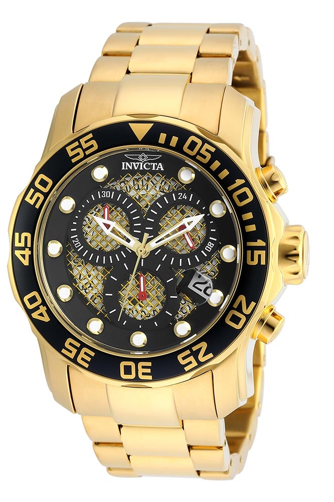Invicta Pro Diver Quartz Watch - Gold case with Gold tone Stainless Steel band - Model 19837