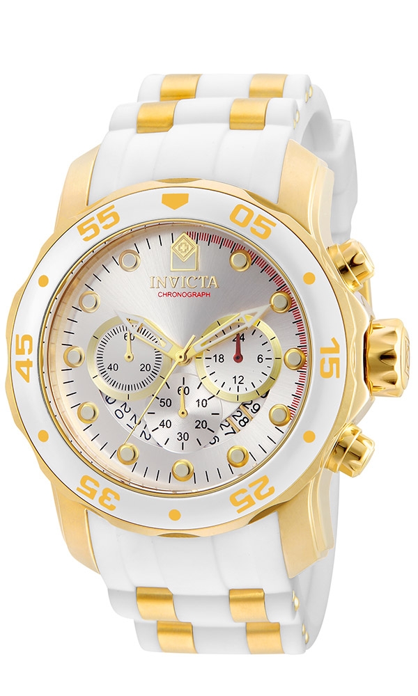 Invicta Pro Diver SCUBA Swiss Movement Quartz Watch - Gold case with Gold, White tone Stainless Steel, Polyurethane band - Model 20291