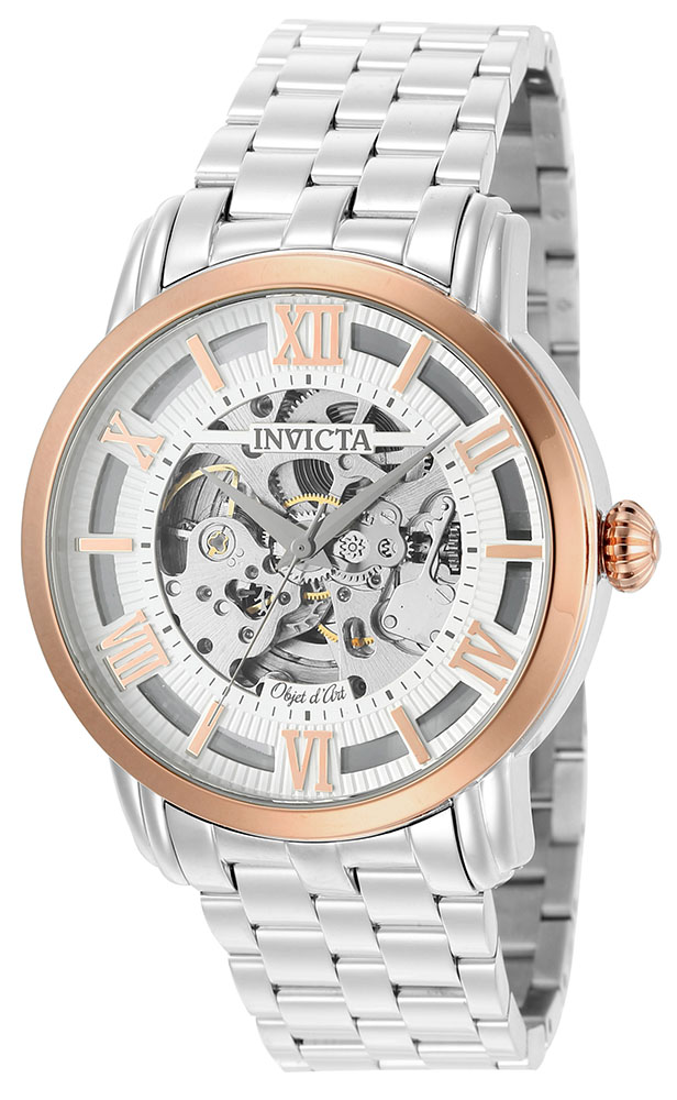 Invicta Objet D Art Men%27s Automatic 44mm Stainless Steel, Rose Gold Case Silver Dial - Model 22628