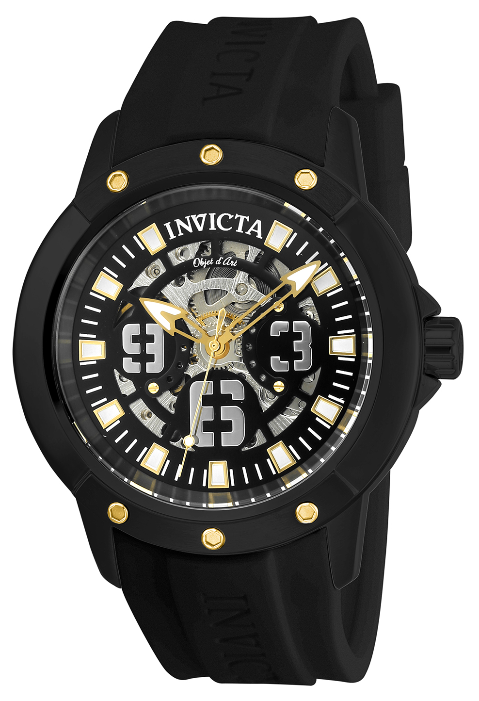 Invicta Objet D Art Mens Automatic 46mm Black, Gold Case Black Dial - Model 22632