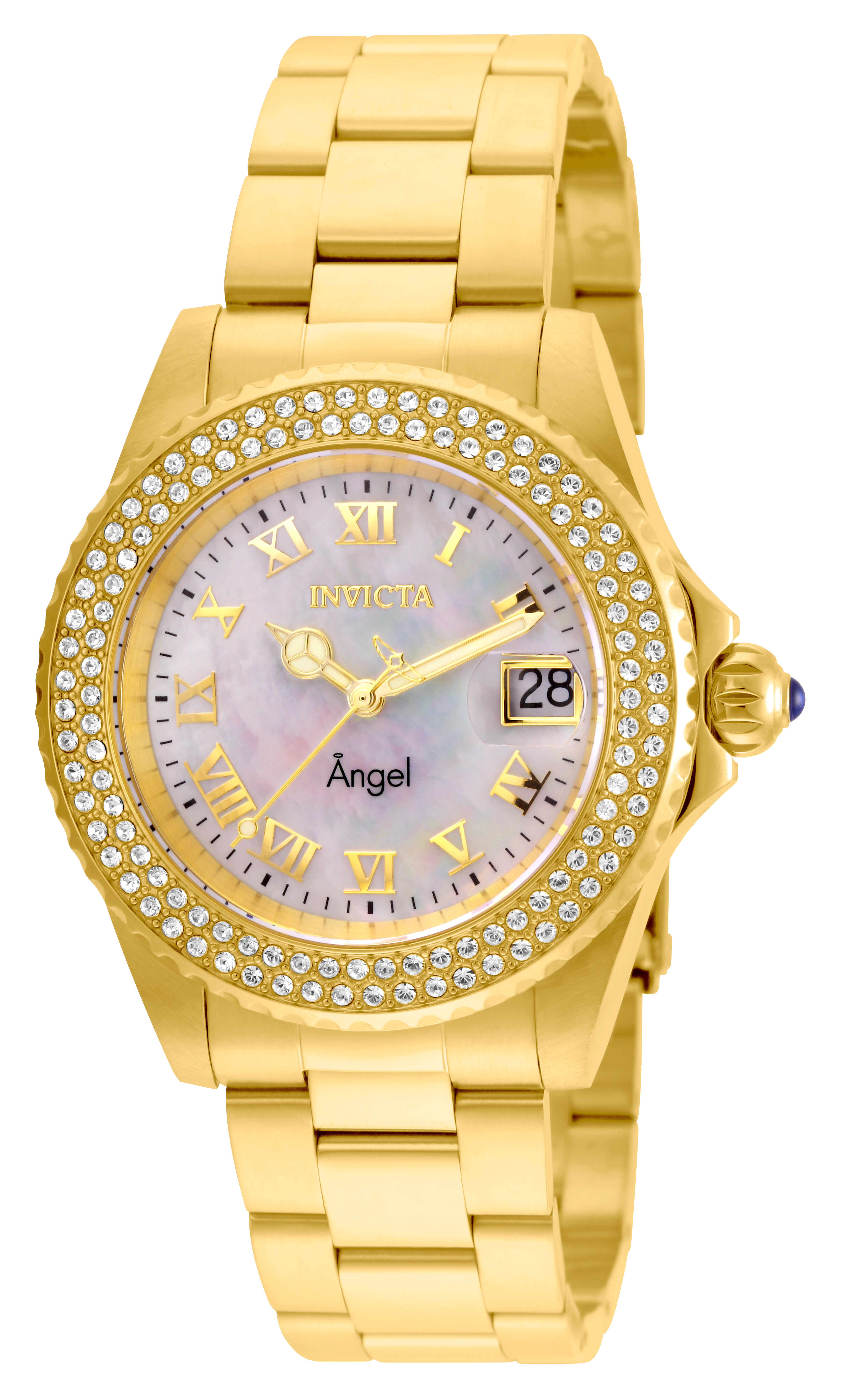 Invicta Angel Womens Quartz 40mm Gold Case White Dial - Model 22875