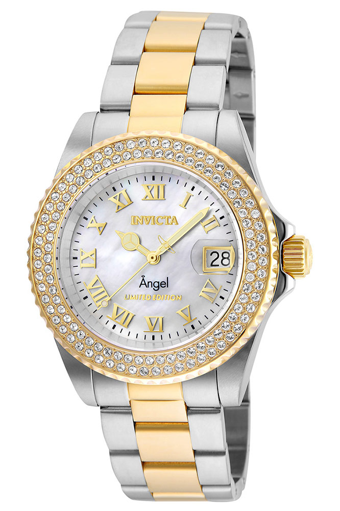 Invicta Angel Womens Quartz 40mm Gold, Stainless Steel Case White Dial - Model 24616
